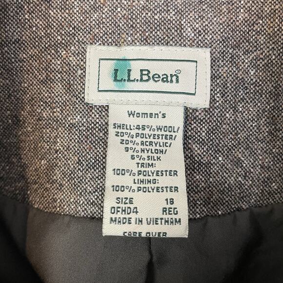 Vintage LL Bean Womens Barn Jacket Faux Suede Collar Wool Silk Blend Chore 18 - Picture 10 of 12